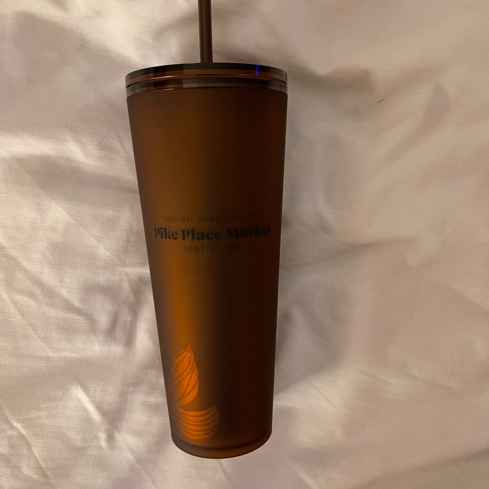 Starbucks 2020 Plastic Cold Cup Amber Siren Soft Touch 24oz Pike Place